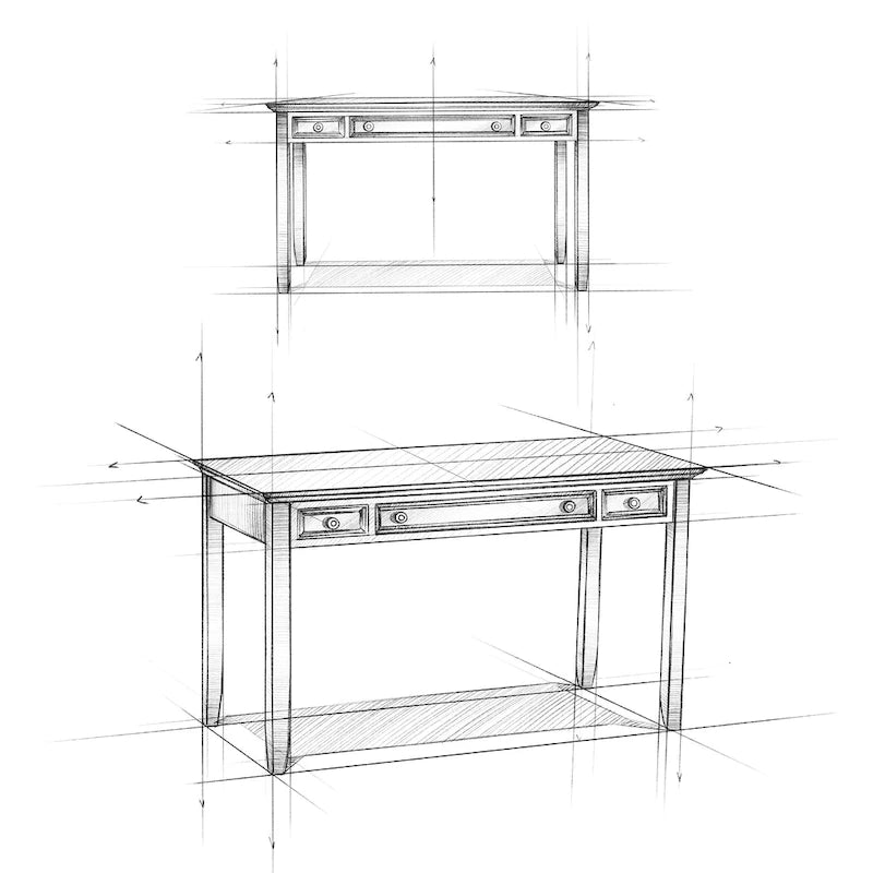 Brown Transitional 54-Inch Wide Desk with Drawers