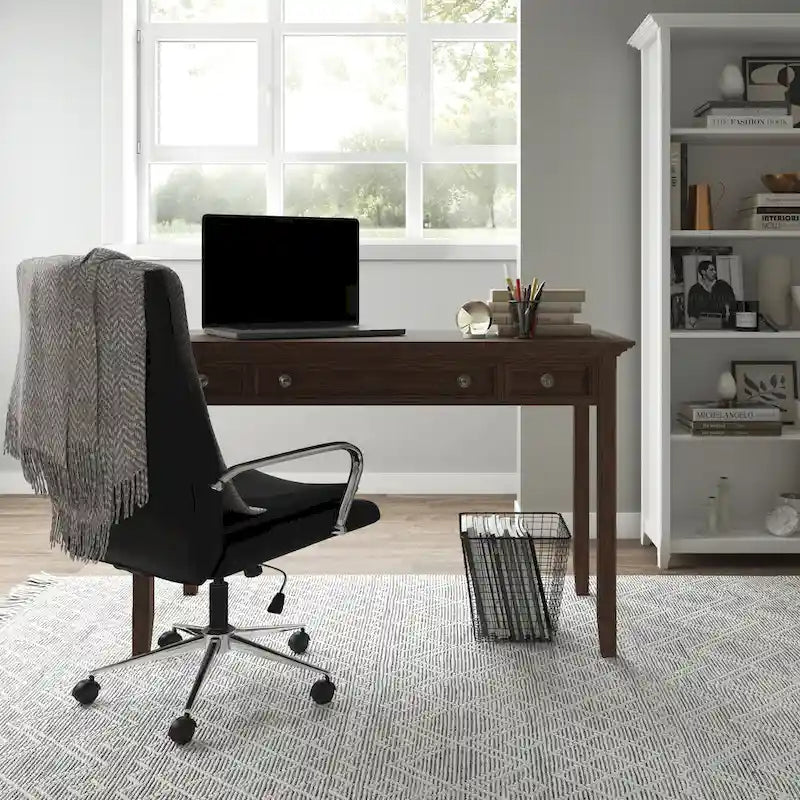 Brown Transitional 54-Inch Wide Desk with Drawers