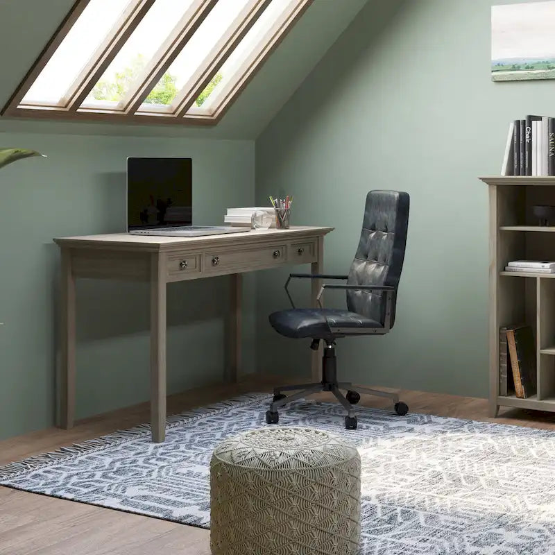 Brown Transitional 54-Inch Wide Desk with Drawers