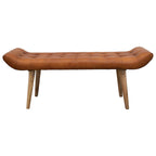 Wood and Goat Leather Bench