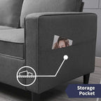 Gray Fabric Loveseat Sofa with Armrests - 2 Seater