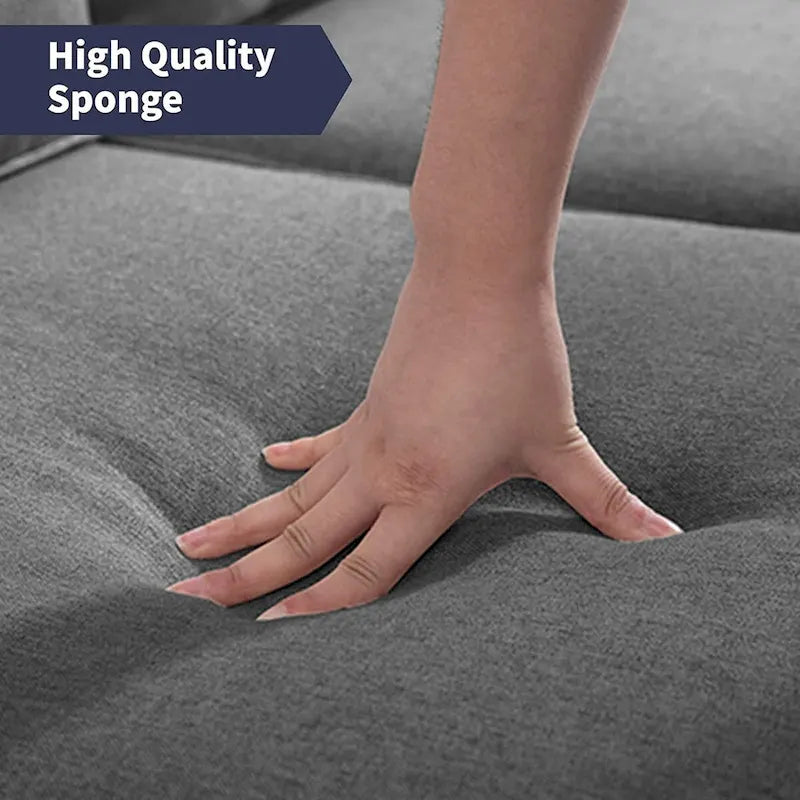 Gray Fabric Loveseat Sofa with Armrests - 2 Seater