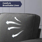 Gray Fabric Loveseat Sofa with Armrests - 2 Seater