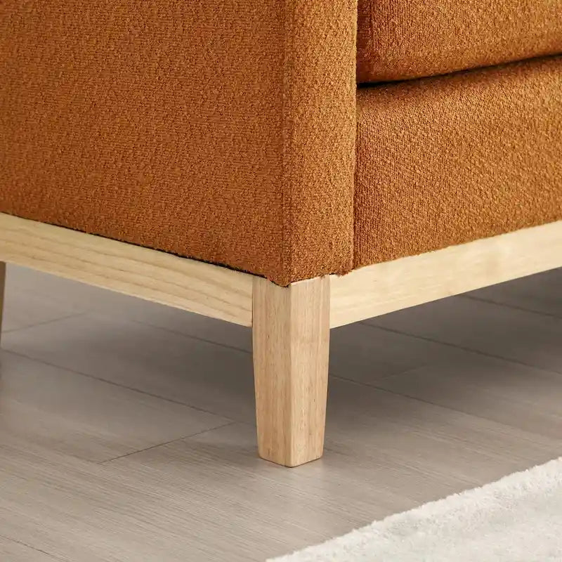Elegant 53.5 Upholstered Ottoman Bench with Wood Legs & Bolster Pillows