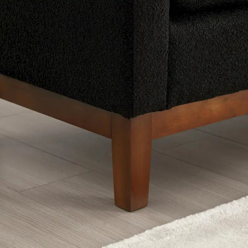 Elegant 53.5 Upholstered Ottoman Bench with Wood Legs & Bolster Pillows
