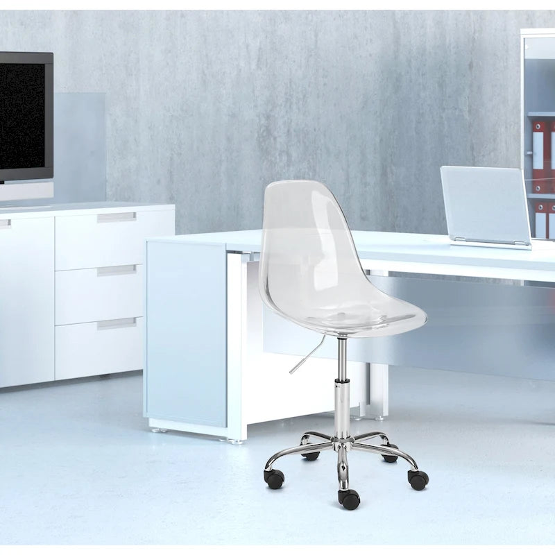 Clear Acrylic Armless Rolling Office Chair