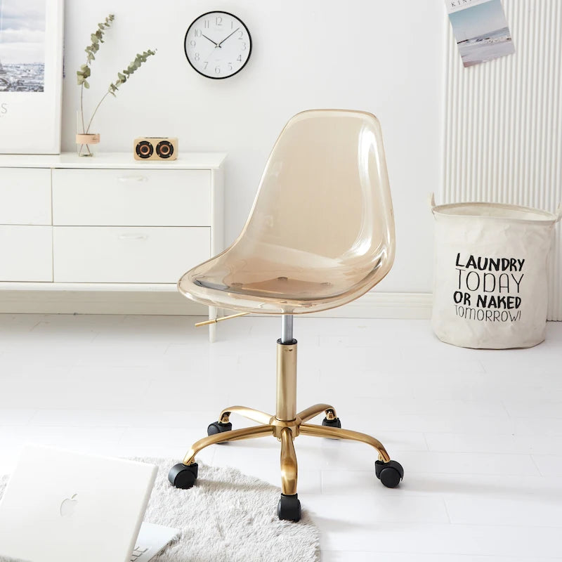Clear Acrylic Armless Rolling Office Chair