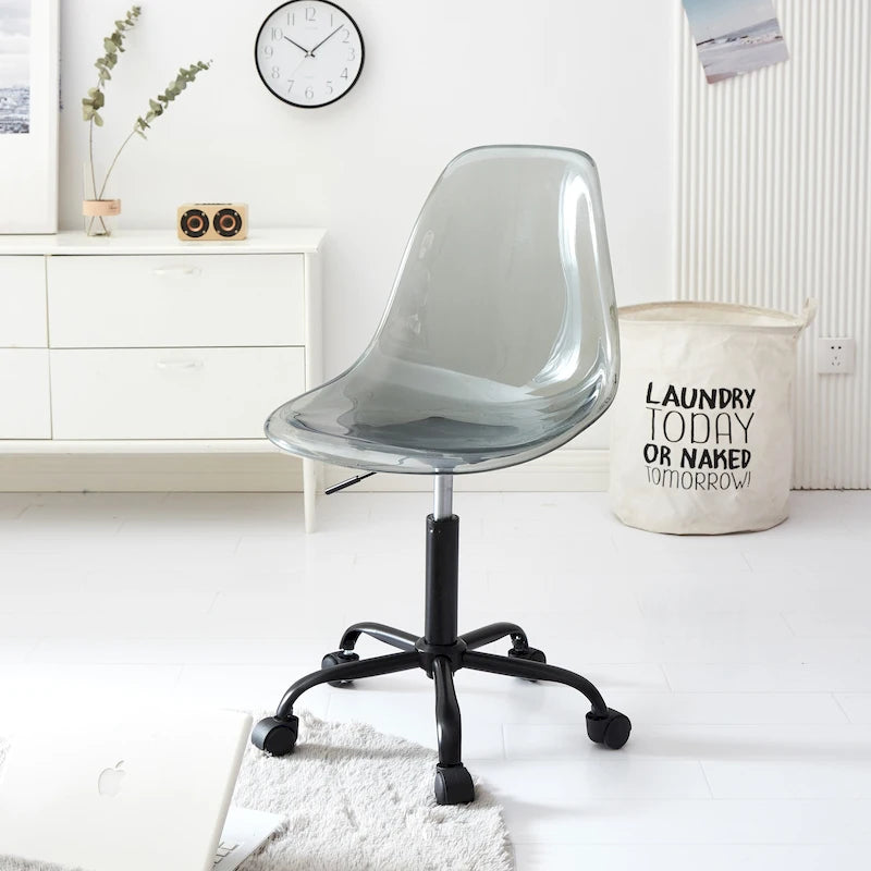 Clear Acrylic Armless Rolling Office Chair