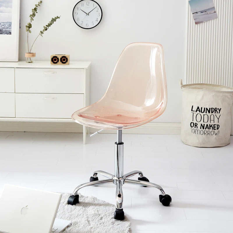Clear Acrylic Armless Rolling Office Chair
