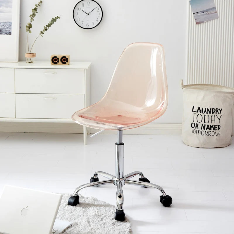Clear Acrylic Armless Rolling Office Chair