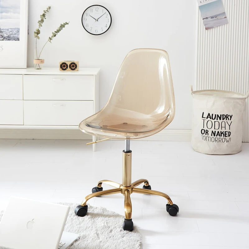 Clear Acrylic Armless Rolling Office Chair