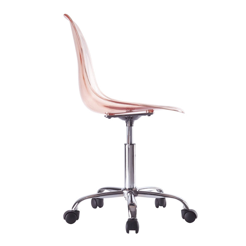 Clear Acrylic Armless Rolling Office Chair