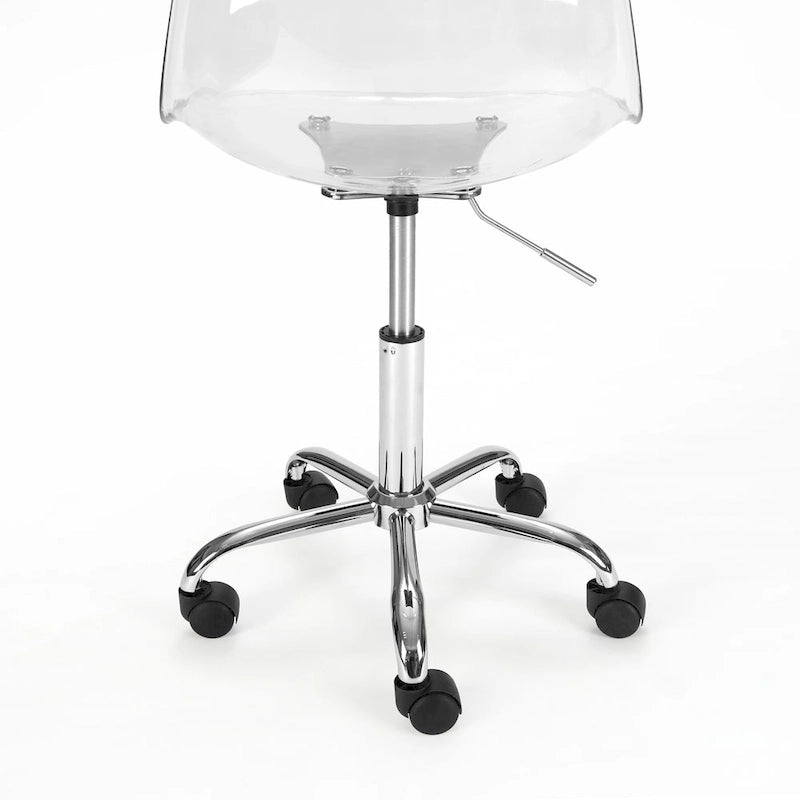 Clear Acrylic Armless Rolling Office Chair