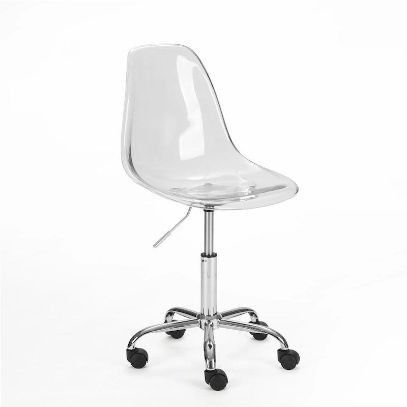 Clear Acrylic Armless Rolling Office Chair