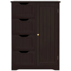 4-Drawer Floor Storage Cabinet with Cupboard - White/Gray/Espresso