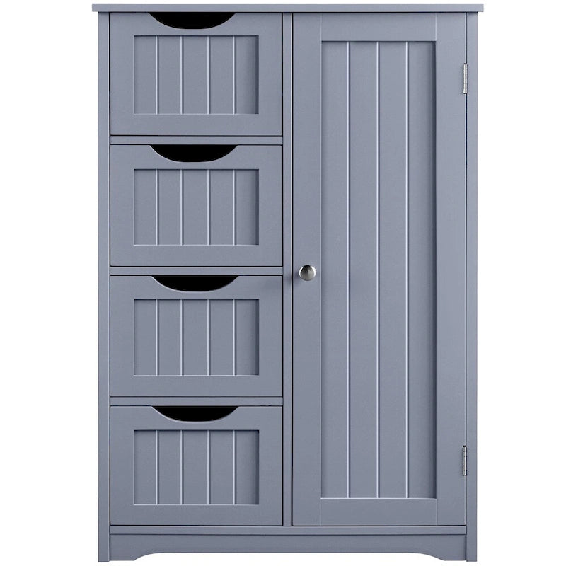 4-Drawer Floor Storage Cabinet with Cupboard - White/Gray/Espresso