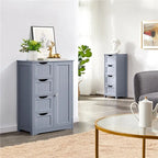 4-Drawer Floor Storage Cabinet with Cupboard - White/Gray/Espresso