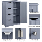 4-Drawer Floor Storage Cabinet with Cupboard - White/Gray/Espresso