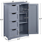 4-Drawer Floor Storage Cabinet with Cupboard - White/Gray/Espresso
