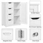 4-Drawer Floor Storage Cabinet with Cupboard - White/Gray/Espresso