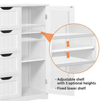 4-Drawer Floor Storage Cabinet with Cupboard - White/Gray/Espresso
