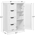 4-Drawer Floor Storage Cabinet with Cupboard - White/Gray/Espresso