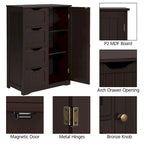4-Drawer Floor Storage Cabinet with Cupboard - White/Gray/Espresso