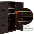 4-Drawer Floor Storage Cabinet with Cupboard - White/Gray/Espresso