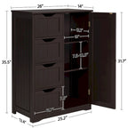 4-Drawer Floor Storage Cabinet with Cupboard - White/Gray/Espresso