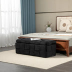 Velvet Upholstered Storage Ottoman Bench with Safety Hinge for Living Room,Bedroom
