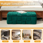 Velvet Upholstered Storage Ottoman Bench with Safety Hinge for Living Room,Bedroom