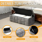 Velvet Upholstered Storage Ottoman Bench with Safety Hinge for Living Room,Bedroom