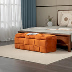 Velvet Upholstered Storage Ottoman Bench with Safety Hinge for Living Room,Bedroom